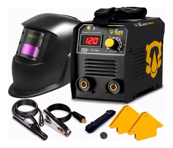Máquina Solda Inversora Mma 120A com Display 220v + Máscara Automática + Par Esquadros