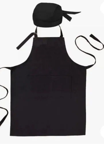 Kit Avental de Cozinha e Touca Preto