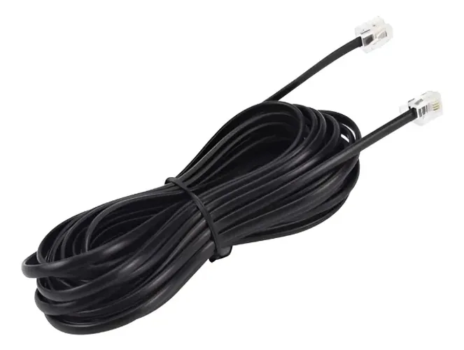 Cabo Extensão Para Telefone Com 2 Metros Rj11 Bestfer Preto
