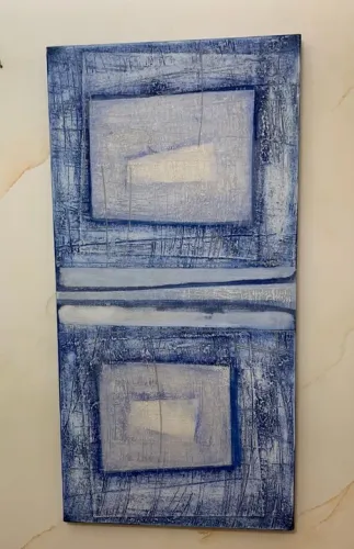 QUADRO EM TELA AZUL DA ARTE PROPRIA