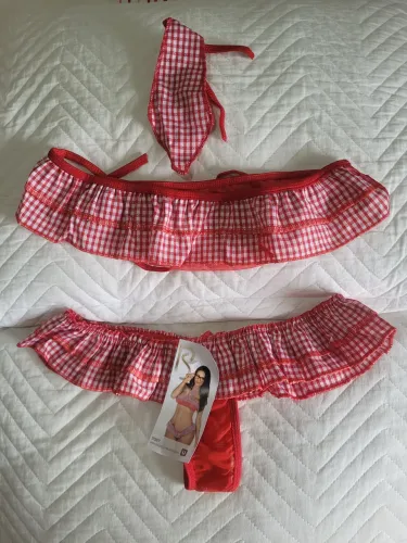 Lingerie fantasia vermelha xadrez