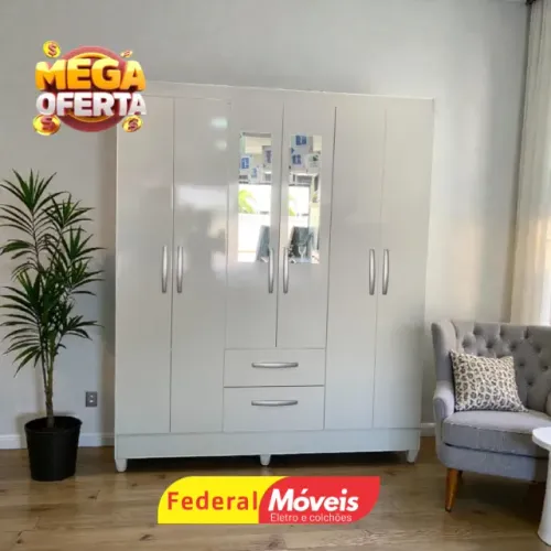 Guarda Roupa c/ Espelho 6 Portas 2 Gavetas Super Promoção