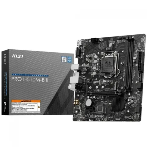 Placa Mãe MSI Pro H510M-B II, Chipset H470, Intel 1200, DDR4, mATX, M.2, VGA/HDMI 