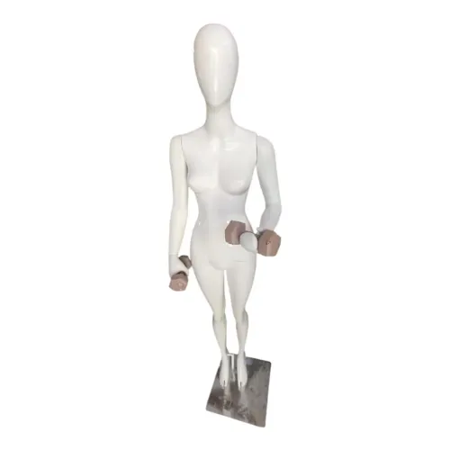 Manequin Slim Esportiva Branco Brilhante com Halteres 
