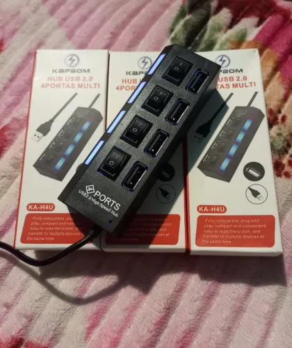 Hub USB 4 Portas 2.0 com Botão Liga/Desliga