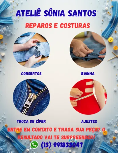 ( Ateliê Sônia Santos ) consertos em geral de costura ajustes,ziper,bainhas,roupas etc...