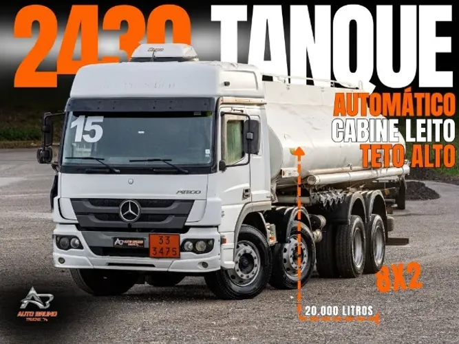 MB 2430 8x2 2015 Atego - Tanque Scherrer 20.000L + Automático + Cabine Leito Teto Alto