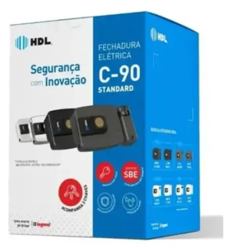 FECHADURA ELÉTRICA C-90 HDL CINZA - 12v