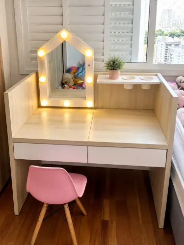 Penteadeira Infantil dos Sonhos ? Estilo Ueba Design com Luzes LED e Cadeira