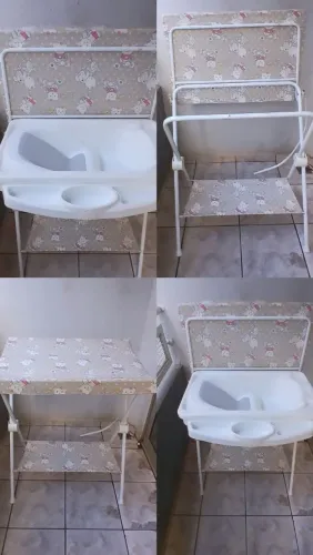 Banheira usada, marca Galzerano, com trocador em cima e cadeirinha interna de banho.