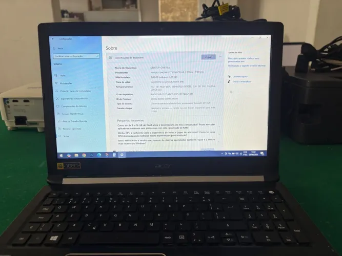 NOTEBOOK ACER INSPIRE - I7 - SSD 256GB - RAM 16GB