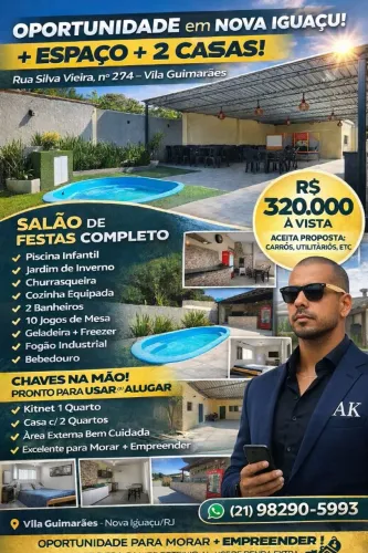 Vendo casa (salão festas). Bairro: Austin, Nova Iguaçu/RJ