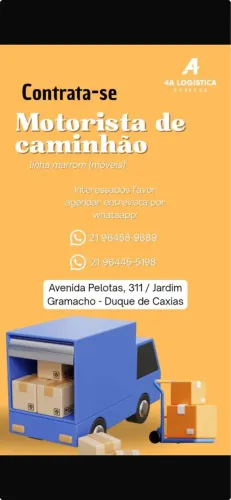 Vaga motorista de 3/4 entrega linha marrom.
