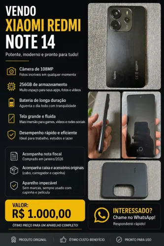 Xiaomi note 14 256gb 6neses de uso c/ nota 