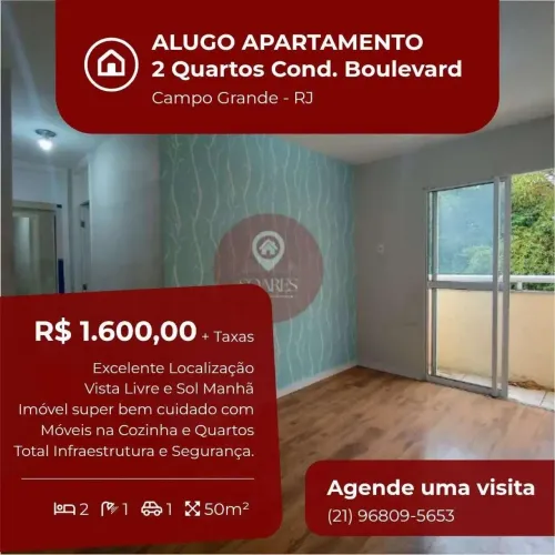 Apartamento para alugar, no BOULEVARD CARIOCA em Rio de Janeiro, Campo Grande, com 2 quart