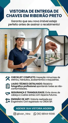 Vistoria de entrega de Imovél Engenheiro Civil - Apartamento, casa Condominio