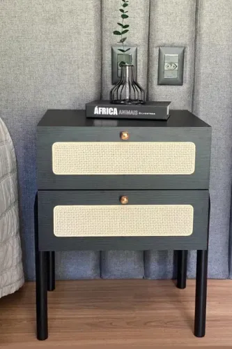 Mesa de Cabeceira Estilo Escandinavo/2 Gavetas/48LX60AX37,5P, R$668,87!