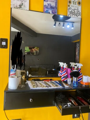 Espelho + Bancada para Barbearia