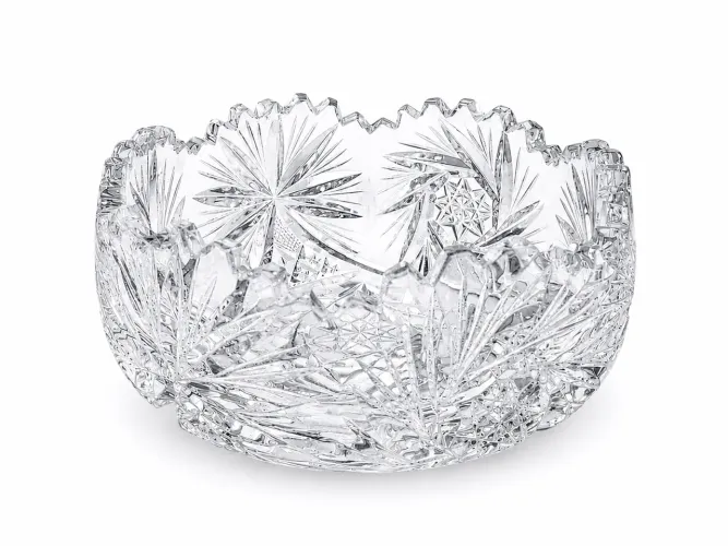 Elegante Centro de Mesa/Bomboniere em Cristal Lapidado Transparente.