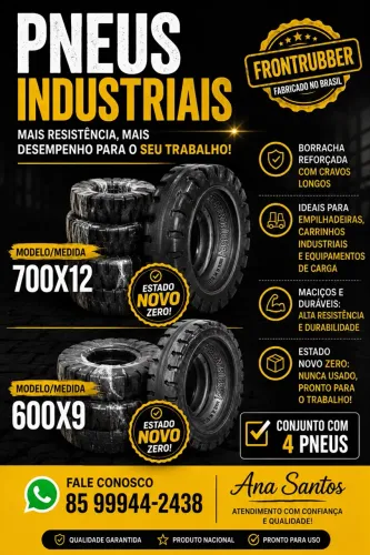 Pneu industrial para empilhadeira maciço novo zero