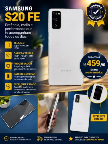 Celular Samsung S20 FE Branco pérola