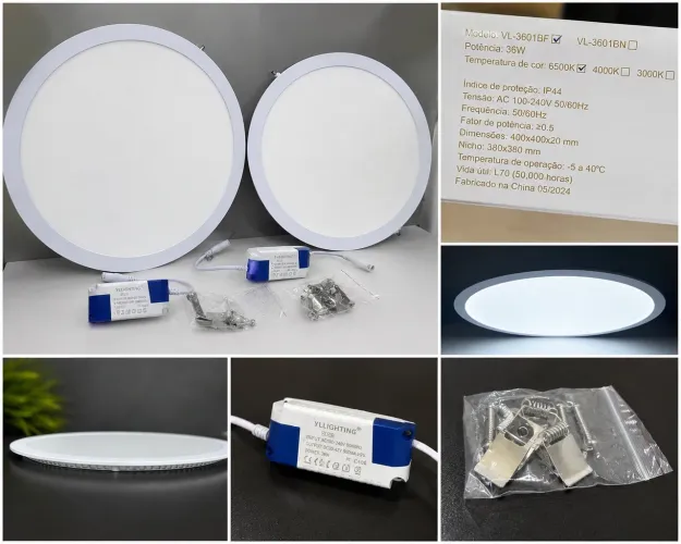 Paflon LED Embutir Redondo 36W Branco Frio 6500K Novo