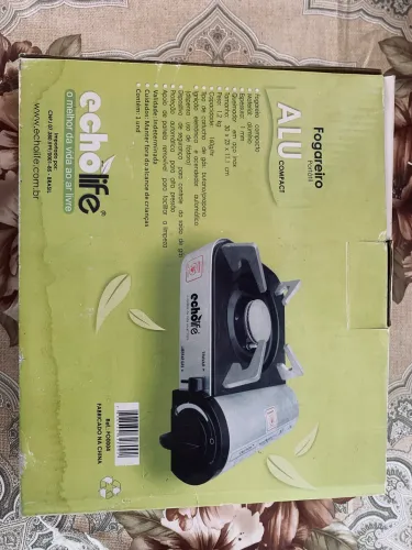 fogareiro portátil da marca Echolife, modelo Alu Compact (FO0004).