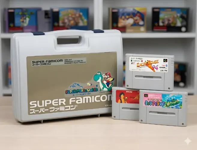 Kit Super Famicom Maleta Yoshi + 3 Jogos Originais Japoneses Nintendo