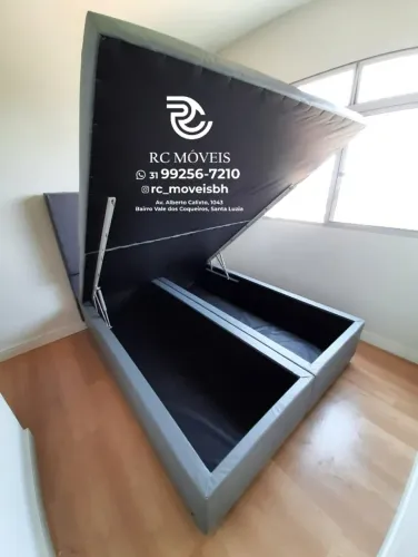 Cama box Baú Super King 1.93x2.03 Bipartido Blindado com Pistão a Gás