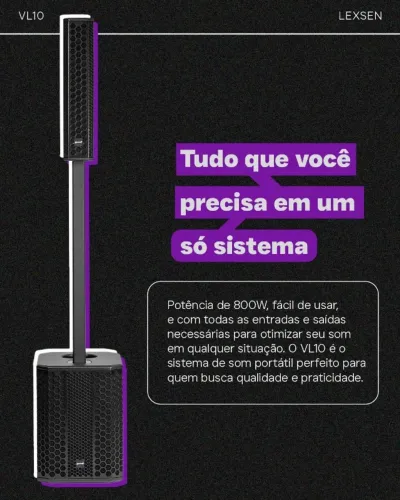 Sistema Vertical Line Array Lexsen Vl10 800wrms Cor Preto