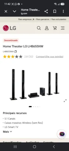 Home theater LG LHB655