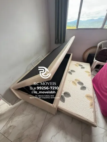 Cama box completa Baú Para solteiro com Cama Auxiliar 88x1,88 D33  Baú Blindado | Oferta E