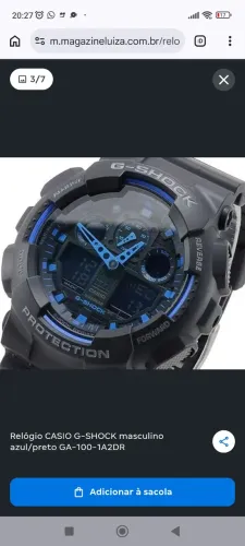 Relógio CASIO G-SHOCK masculino azul/preto GA-100.