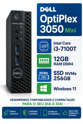 Computador CPU DELL Optiplex 3050 mini I3 7100T / 12gb memória DDR4 / SSD NVME 256GB
