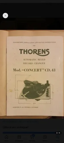 Toca discos Pickup Thorens sem uso na caixa 1957