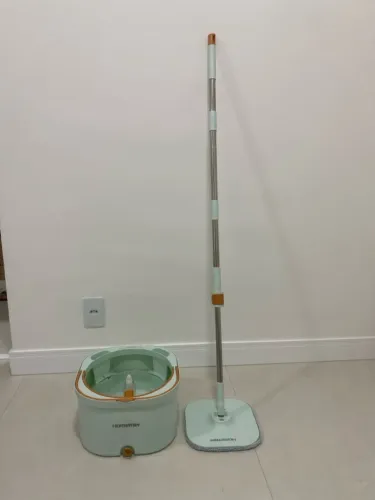 Esfregão Giratório Autolimpante com Separação de Água Verde-Claro