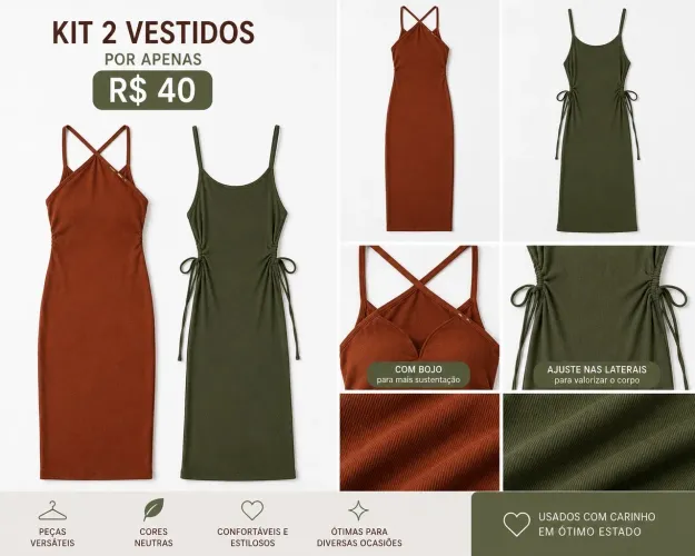 Kit 2 vestidos canelados