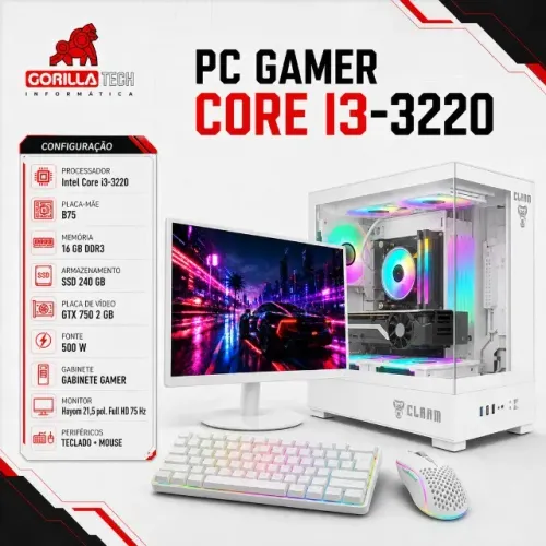 PC Completo i3-3220 GTX 750 16GB SSD 240GB + Monitor 21.5" Novo