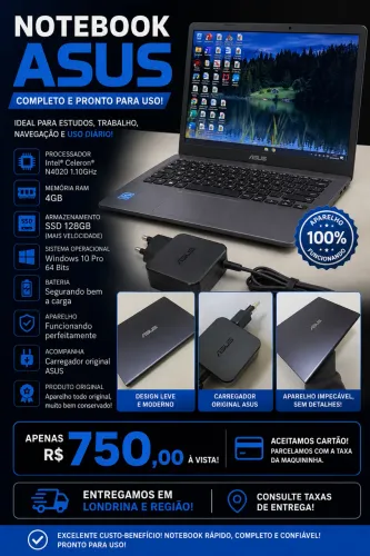 ? NOTEBOOK ASUS - IMPECÁVEL, TODO ORIGINAL! ?