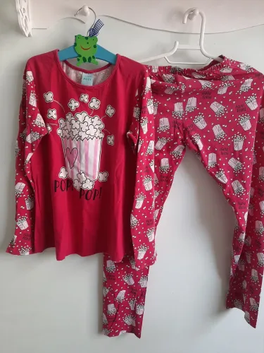 Pijama KYLY. Tamanho 12. Tema Pop Corn. 100% algodão. 
