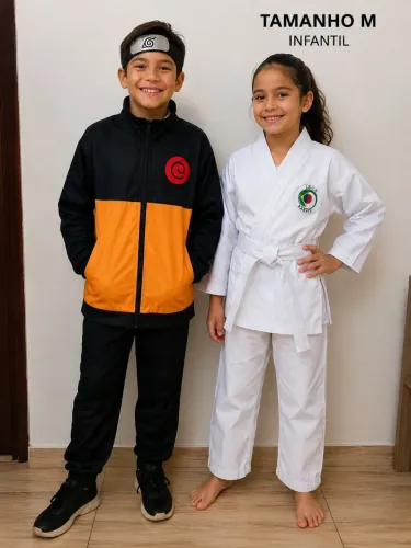 Kimono karatê M2 infantil, corta vento Naruto