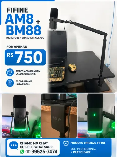 Microfone FIFINE AM8 + Braço Articulado FIFINE BM88