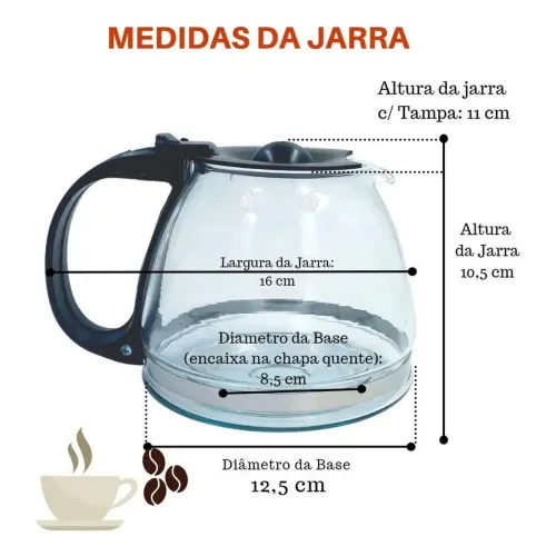 Jarra para Cafeteira Britania BCF19A 18 Cafés Vidro Transparente