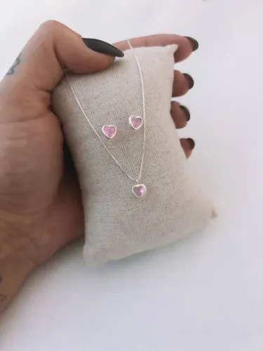 Conjunto Coração em Prata