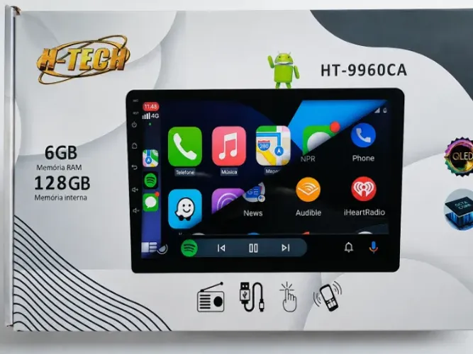 Multimídia H-TECH 9 Polegadas 6GB Memória RAM 128 GB Memória Interna