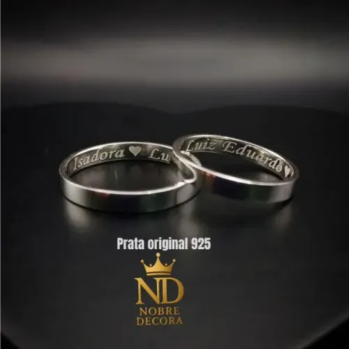 Aliança namoro na prata original 925 + brinde