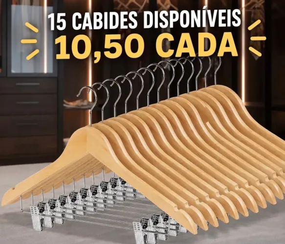 Cabides madeira com presilha