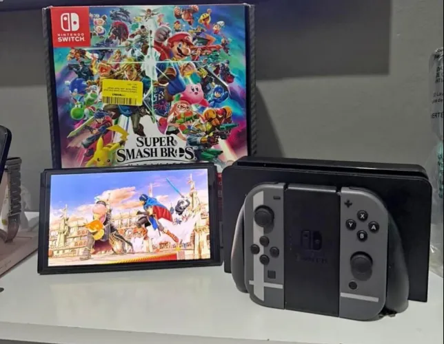 Nintendo switch OLED desbloqueado edição super smash Bros 