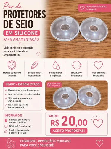 Par de Protetores de Seio em Silicone para Amamentação - Usado