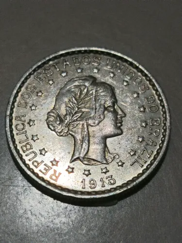 Moeda 500 réis 1913 prata 900